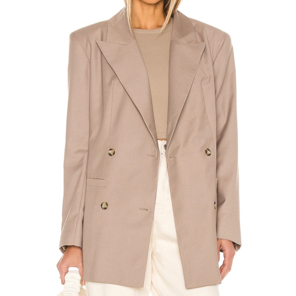 L'Academie Oversized Double Breasted Blazer in Khaki - Size XXS - NWT